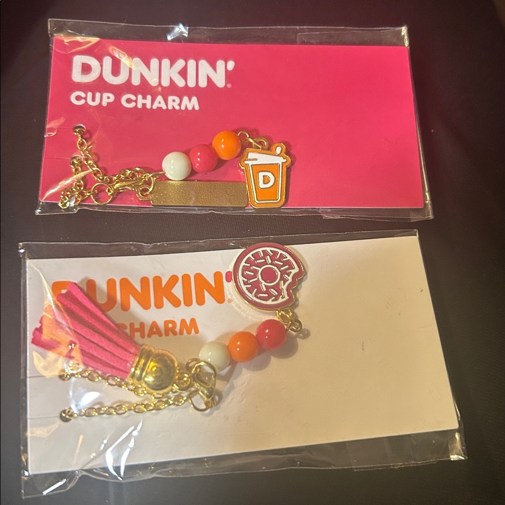 Limited edition Dunkin' Cup Charms & Donut Straw Cover 5 pc Bundle - Picture 3 of 10
